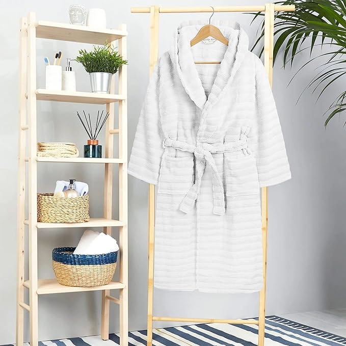 OLIVIA ROCCO Hydro Cotton Hooded Bath Robe – Luxury Ribbed Unisex Loungewear