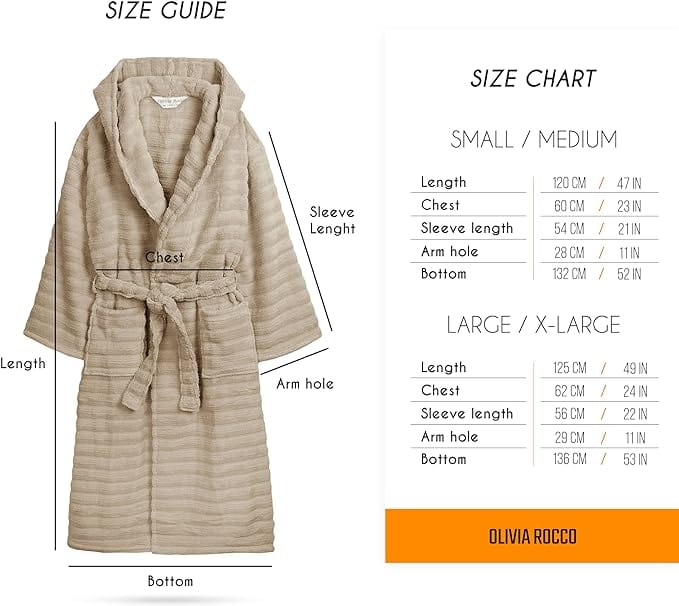 OLIVIA ROCCO Hydro Cotton Hooded Bath Robe – Luxury Ribbed Unisex Loungewear
