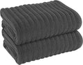 OLIVIA ROCCO Hydro Cotton Bath Sheets – 2 Pack Ribbed Charcoal Towels