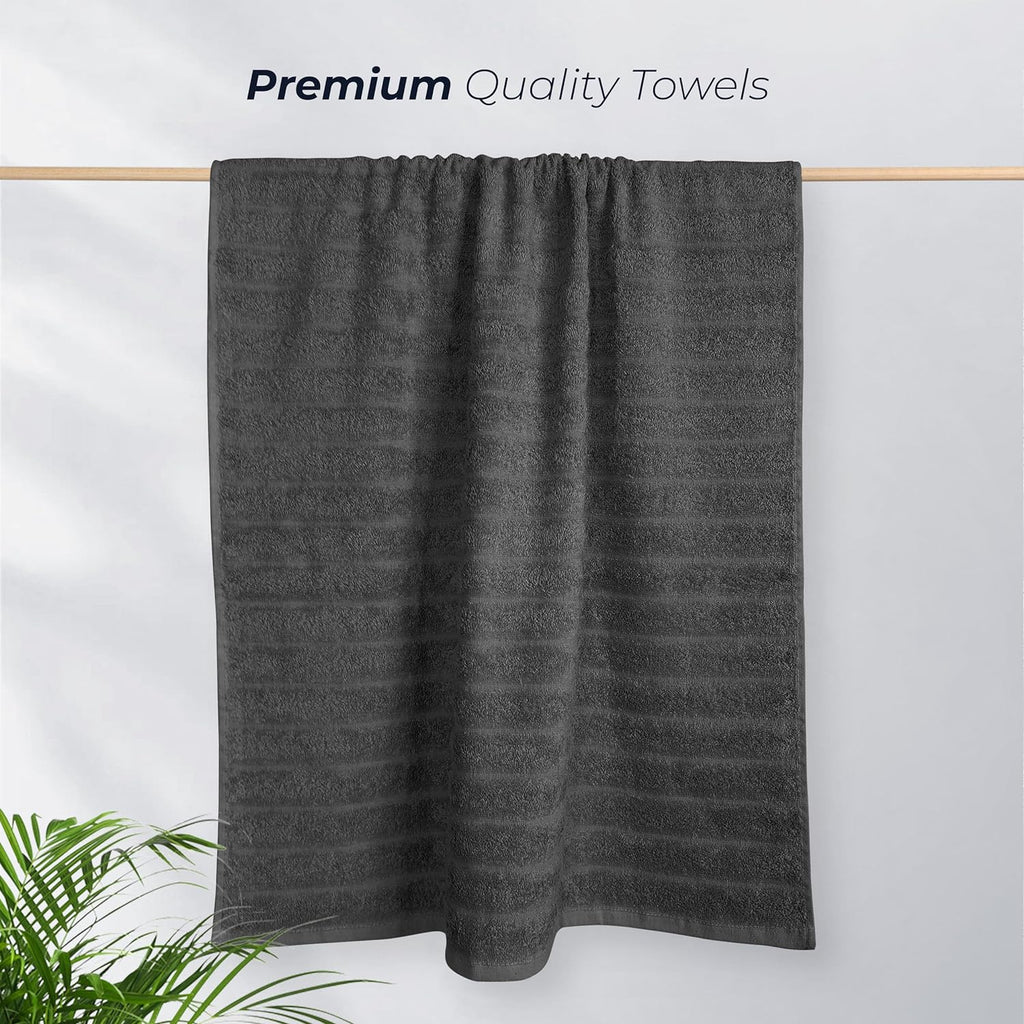 OLIVIA ROCCO Hydro Cotton Bath Sheets – 2 Pack Ribbed Charcoal Towels
