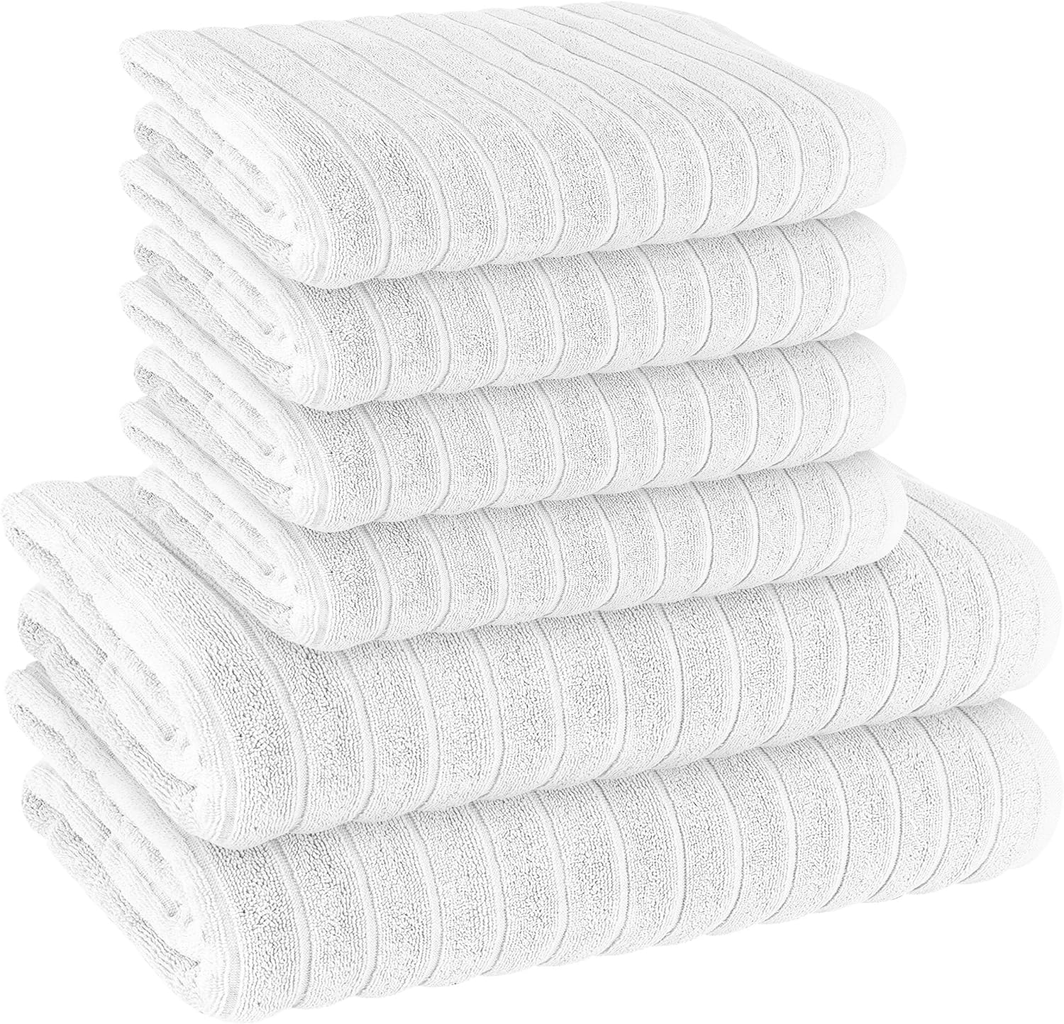 OLIVIA ROCCO Hydro Cotton Bath Sheets – 2 Pack Ribbed Charcoal Towels