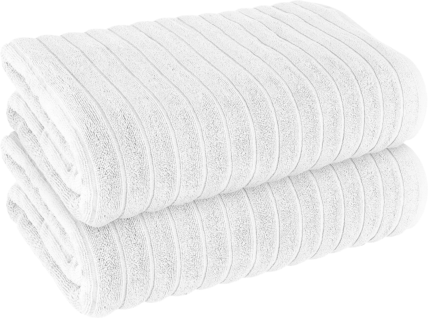 OLIVIA ROCCO Hydro Cotton Bath Sheets – 2 Pack Ribbed Charcoal Towels