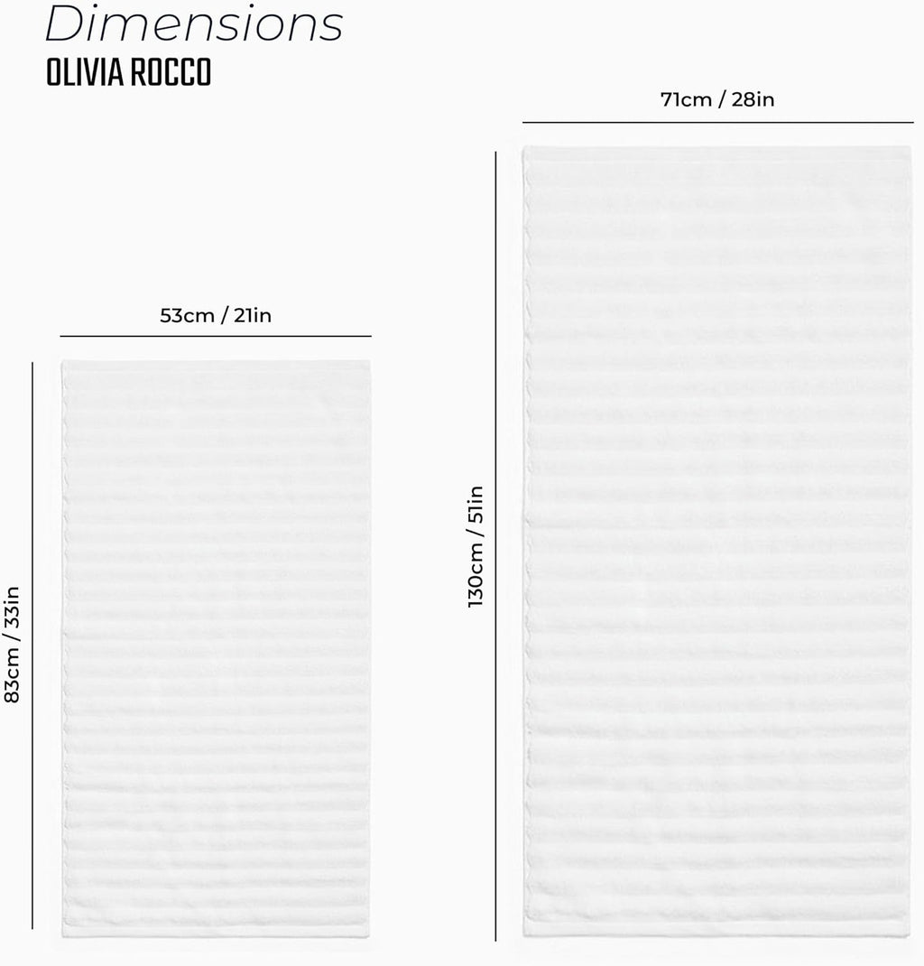 OLIVIA ROCCO Hydro Cotton Bath Sheets – 2 Pack Ribbed Charcoal Towels