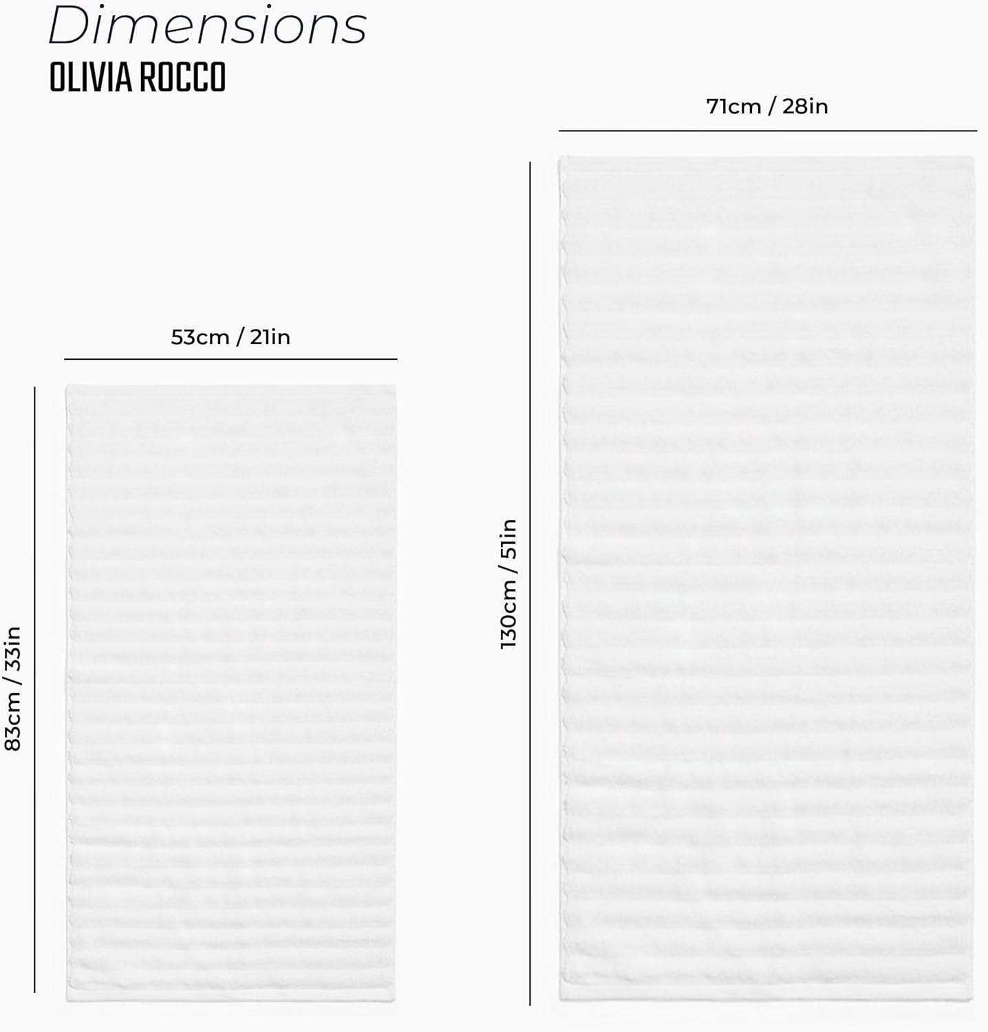 OLIVIA ROCCO Hydro Cotton Bath Sheets – 2 Pack Ribbed Charcoal Towels