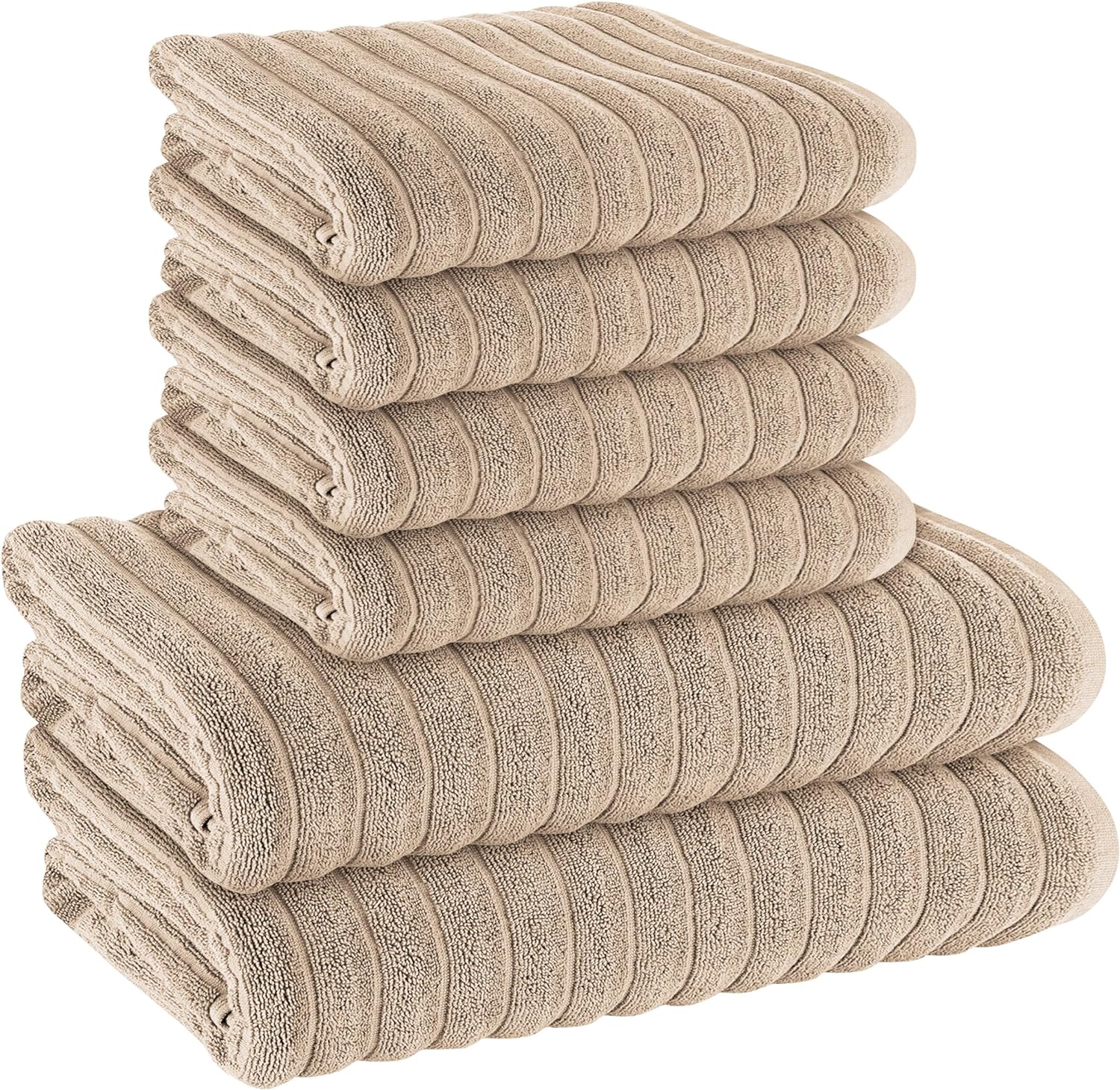OLIVIA ROCCO Hydro Cotton Bath Sheets – 2 Pack Ribbed Charcoal Towels