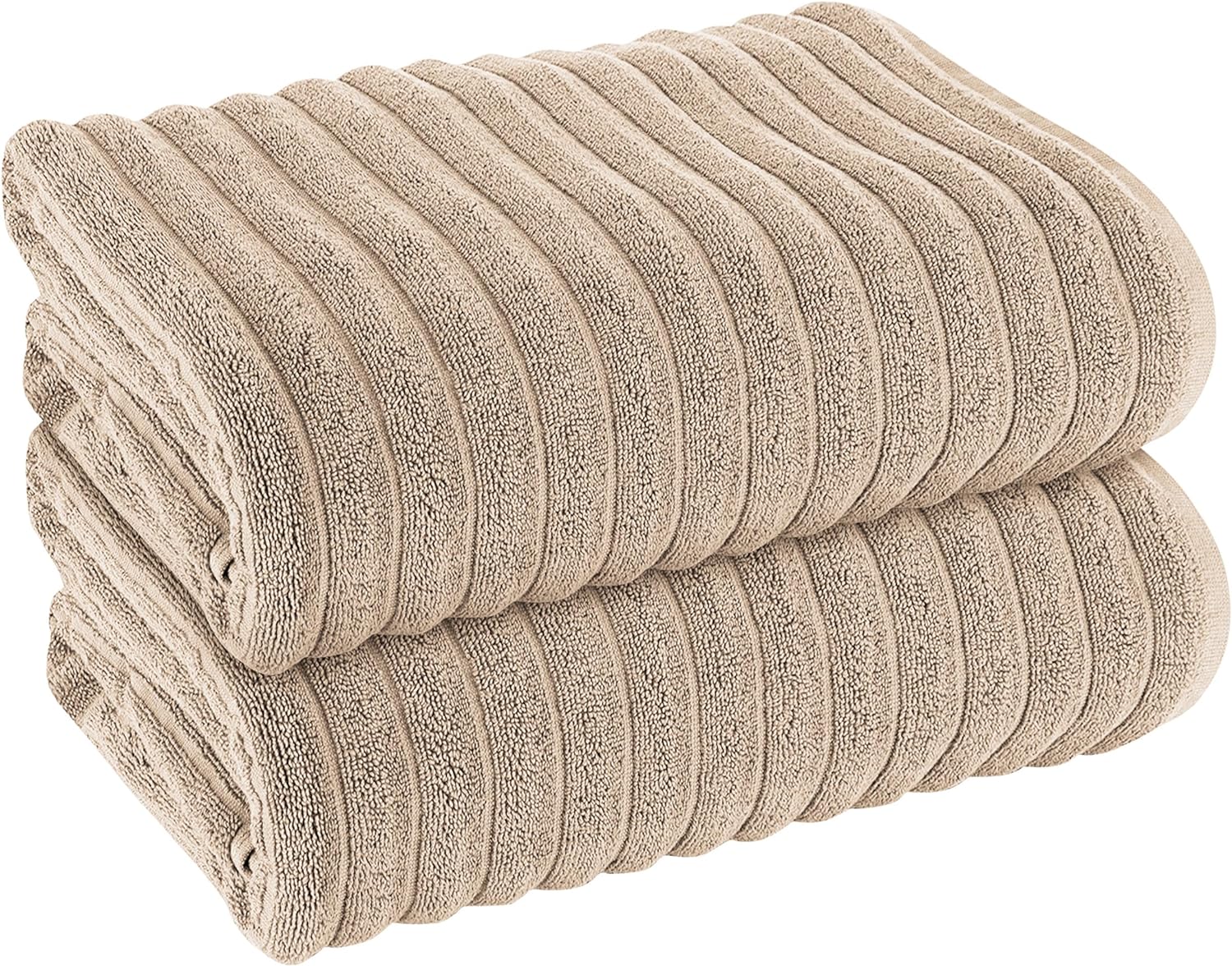 OLIVIA ROCCO Hydro Cotton Bath Sheets – 2 Pack Ribbed Charcoal Towels