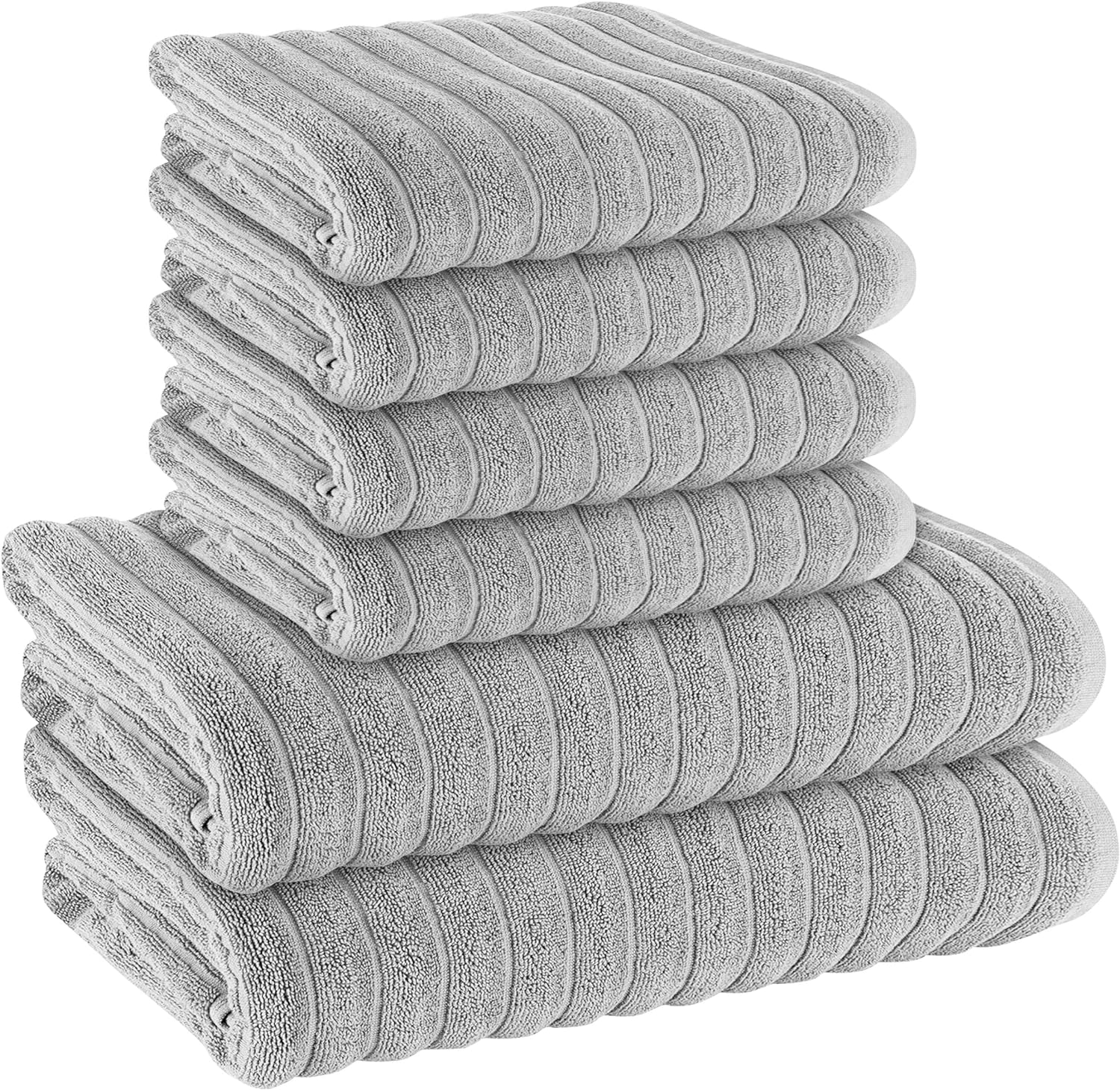 OLIVIA ROCCO Hydro Cotton Bath Sheets – 2 Pack Ribbed Charcoal Towels