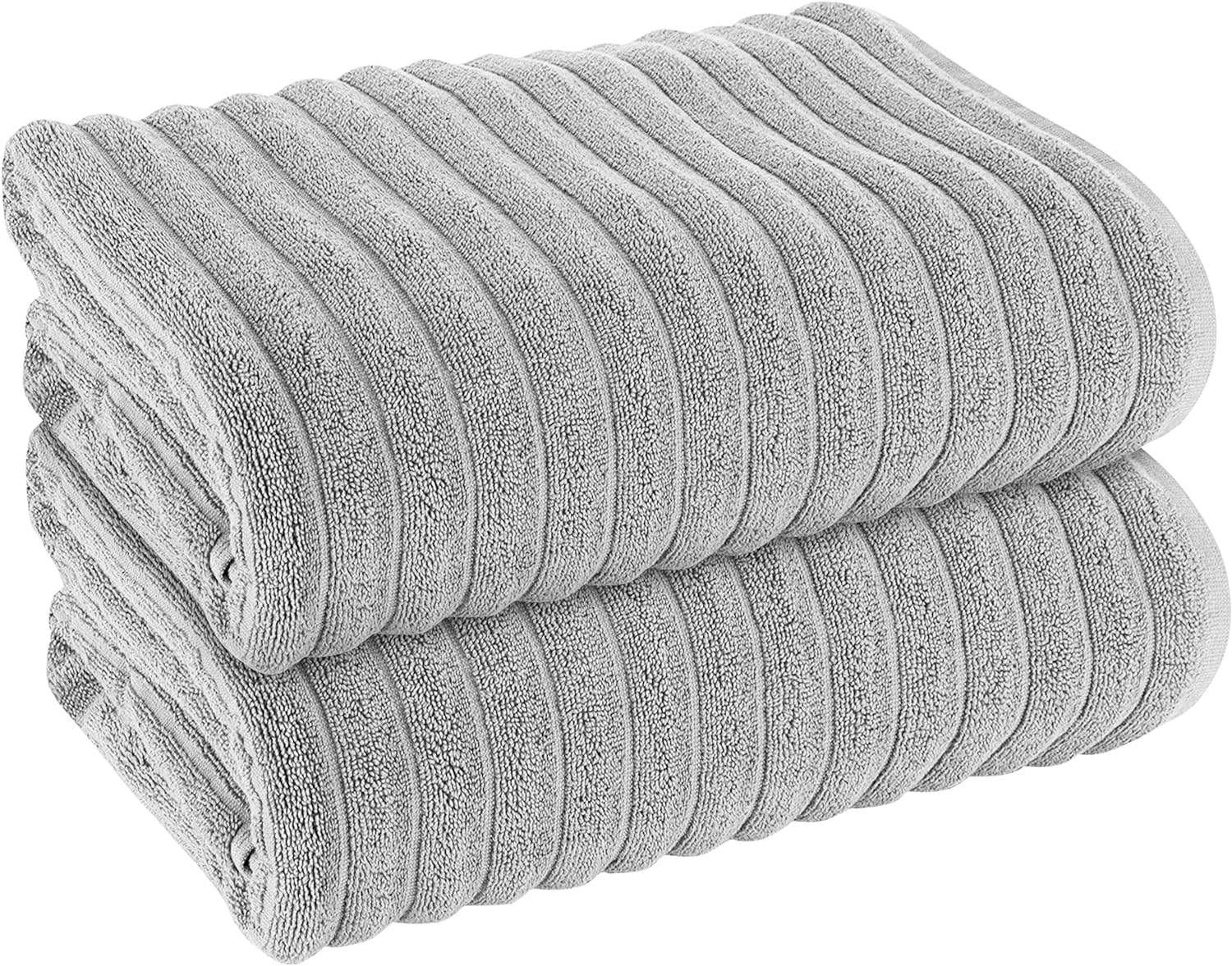 OLIVIA ROCCO Hydro Cotton Bath Sheets – 2 Pack Ribbed Charcoal Towels
