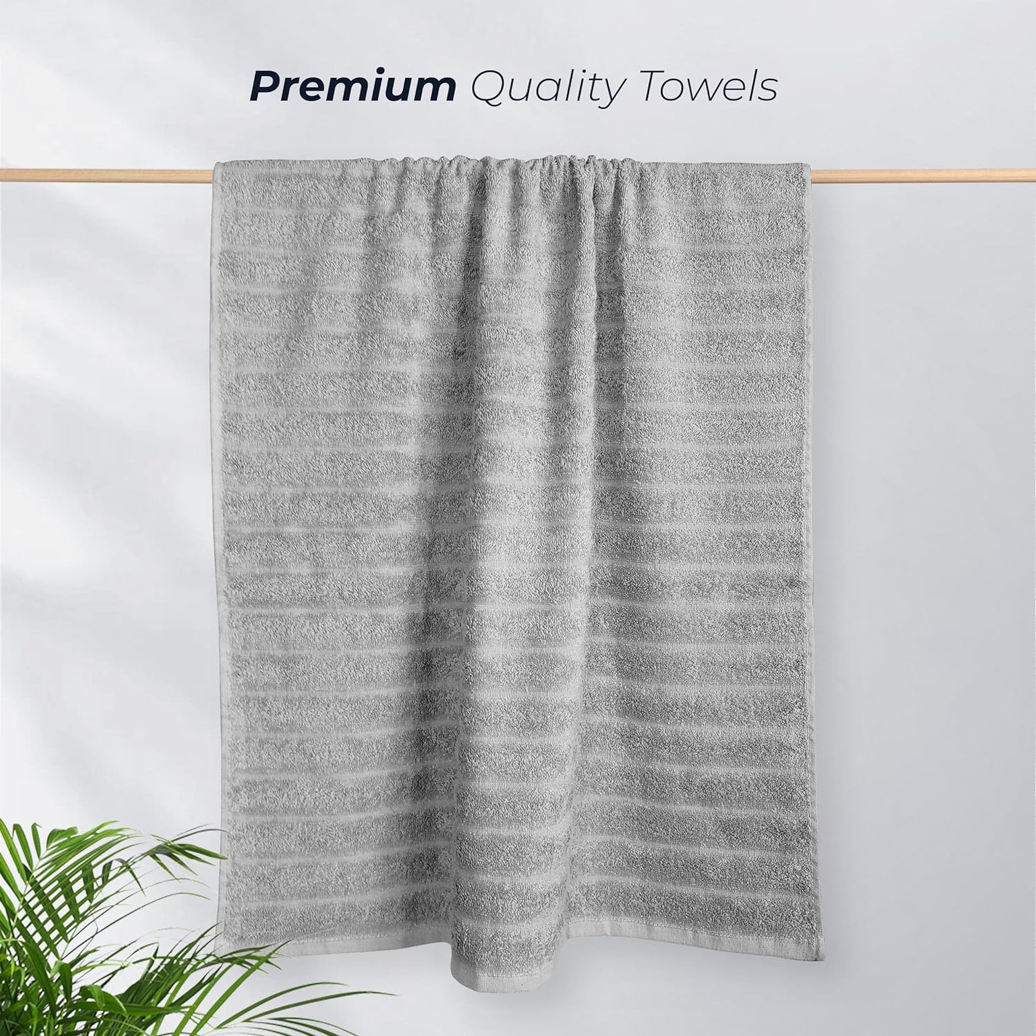 OLIVIA ROCCO Hydro Cotton Bath Sheets – 2 Pack Ribbed Charcoal Towels