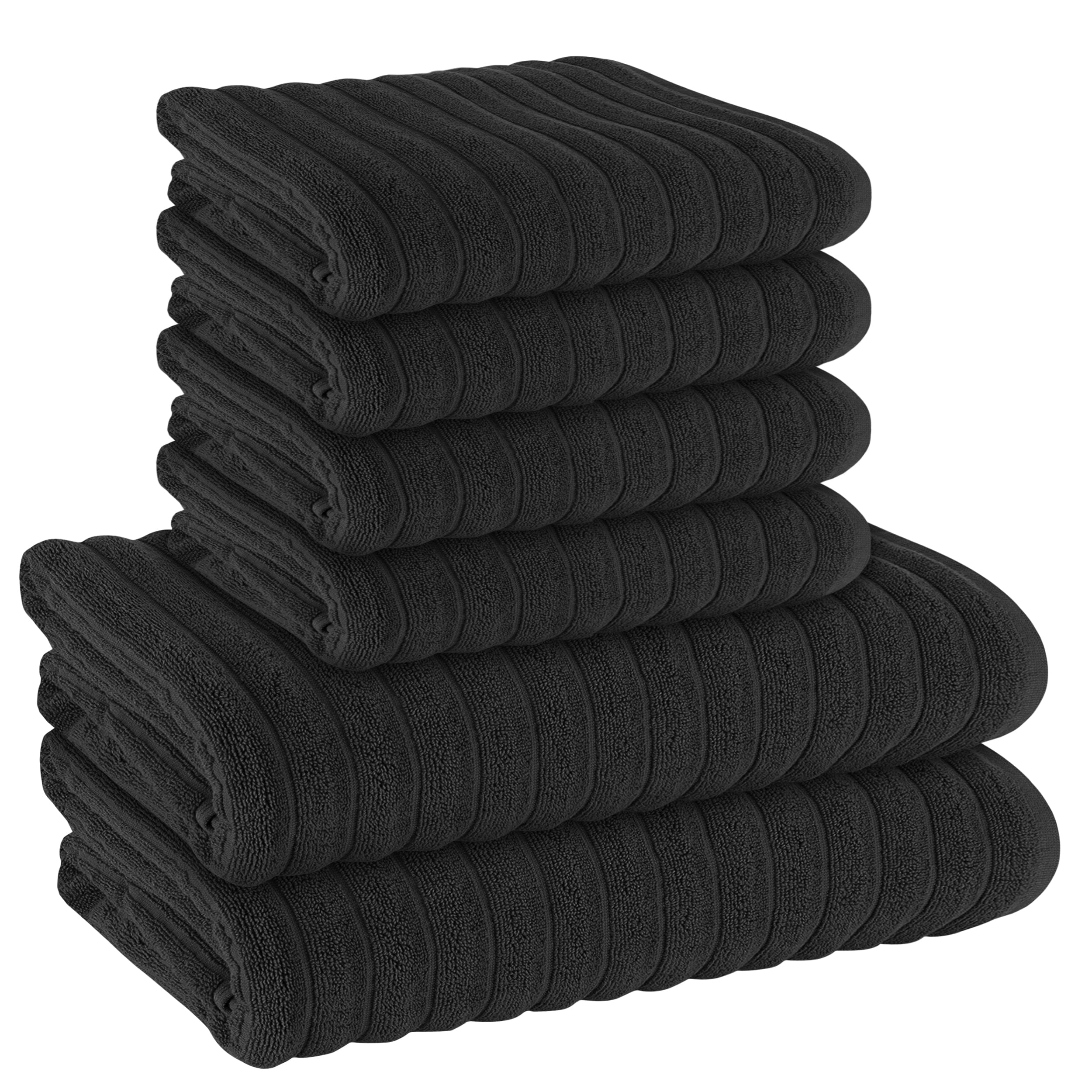 OLIVIA ROCCO Hydro Cotton Bath Sheets – 2 Pack Ribbed Charcoal Towels
