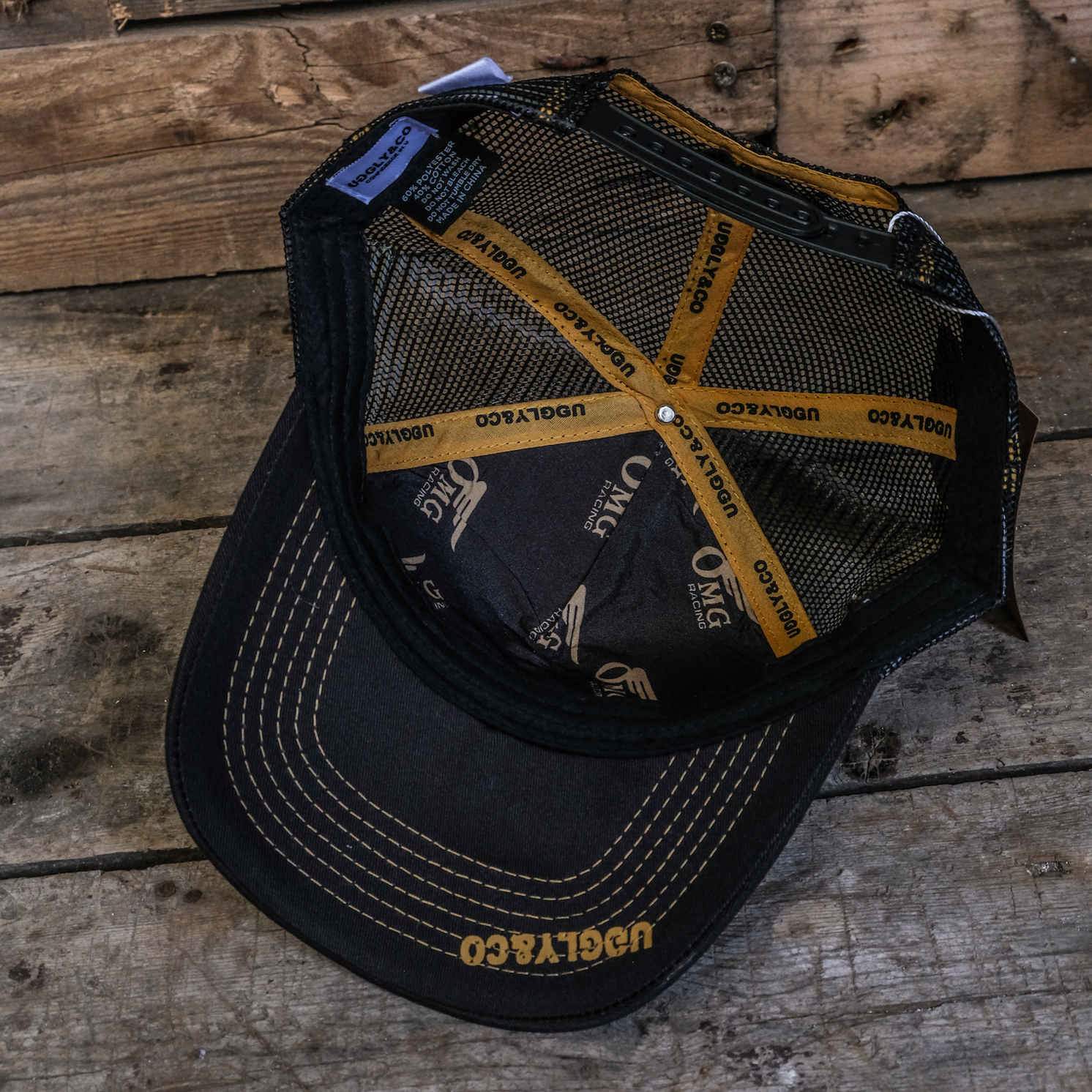 OMG Racing Trucker Hat – Uggly & Co Black and Gold Superbike Cap