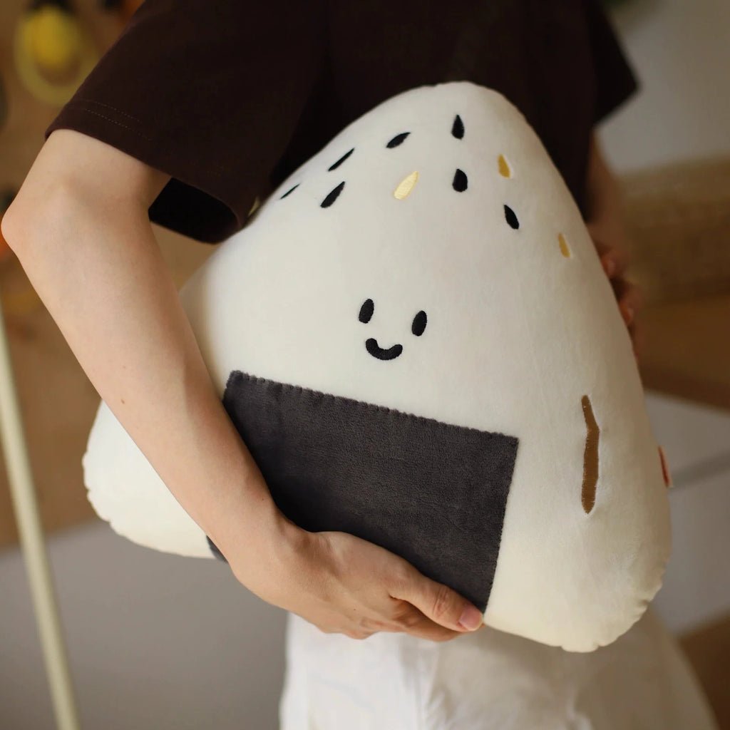 LuLuFun Studio Onigiri Plush Pillow – Soft Kawaii Food Decor, White