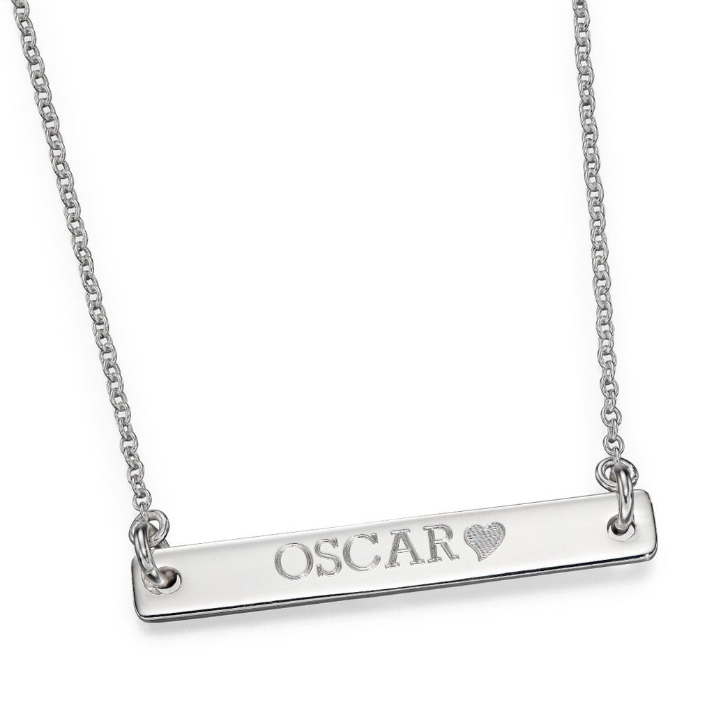 ID Bar Necklace – Sterling Silver Engravable Pendant by Gecko Jewellery