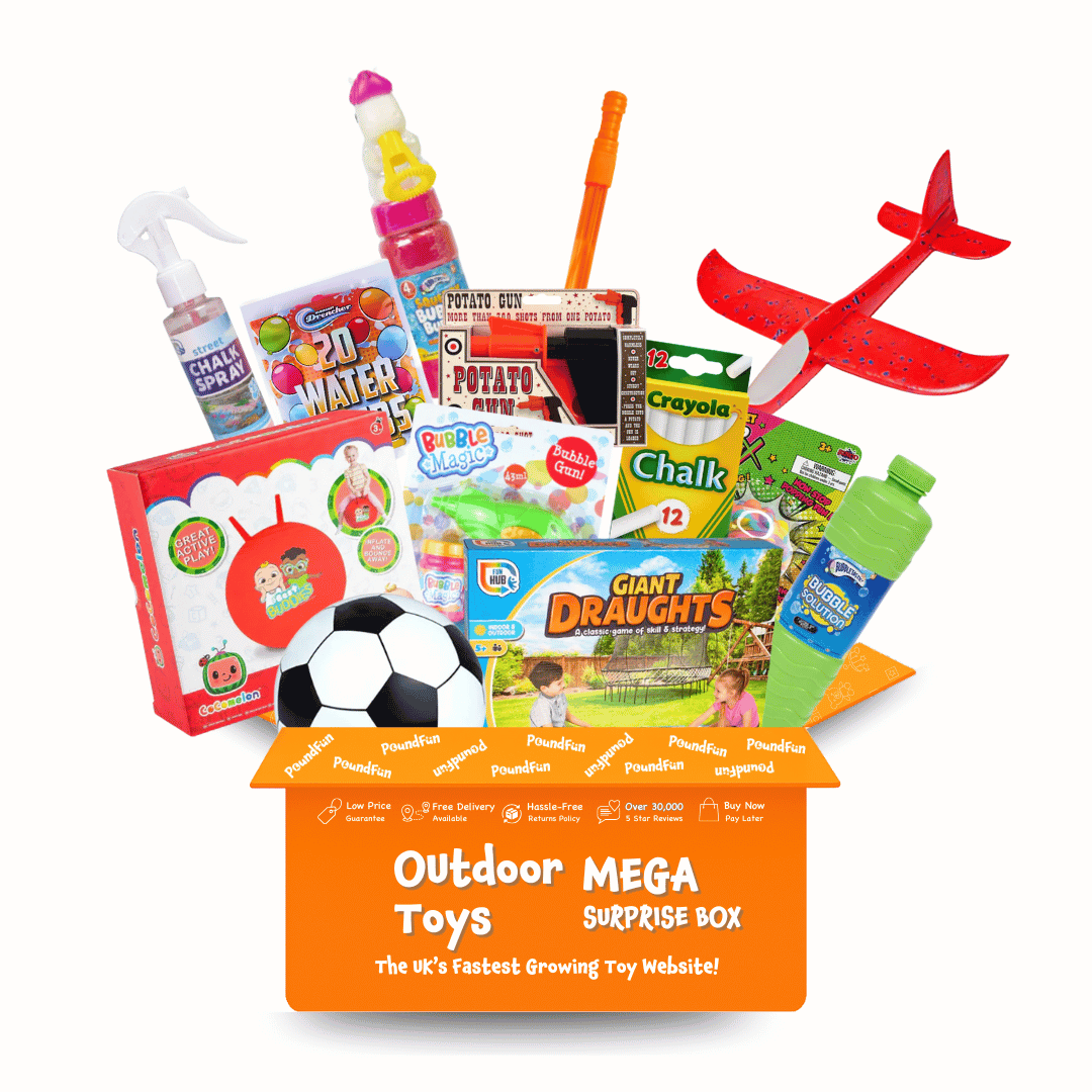 PoundFun Outdoor Toys Mega Surprise Box | 12-Piece Kids Activity Set