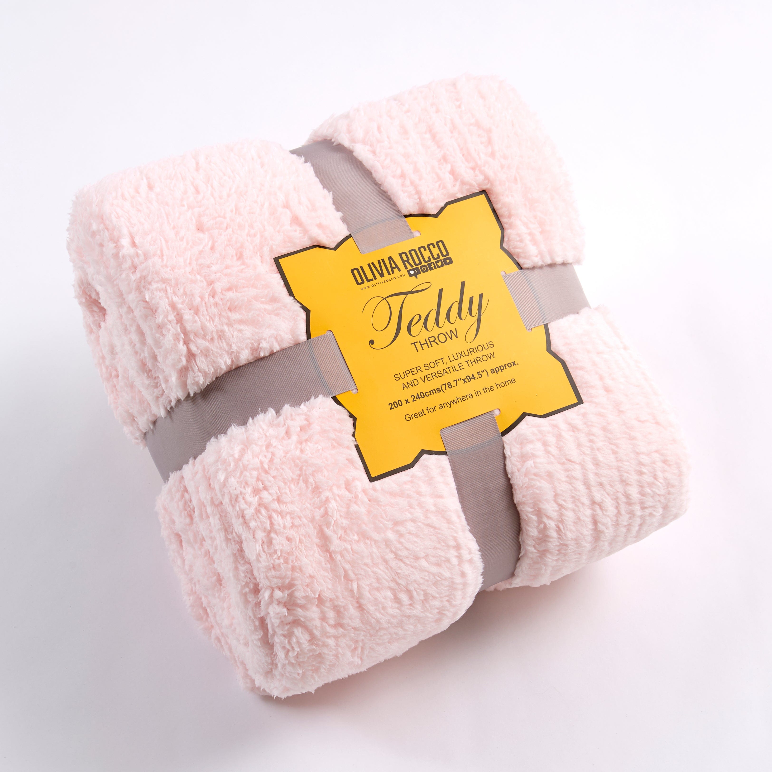 OLIVIA ROCCO Teddy Throw Blanket – Super Soft Faux Fur Fleece for Bed & Sofa
