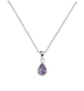 Gecko Jewellery Amethyst Teardrop Pendant in Sterling Silver Necklace