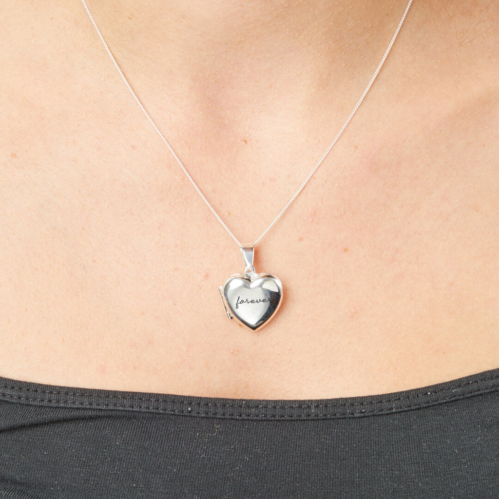 Large Sterling Silver Heart Locket Pendant by Gecko Jewellery Retail