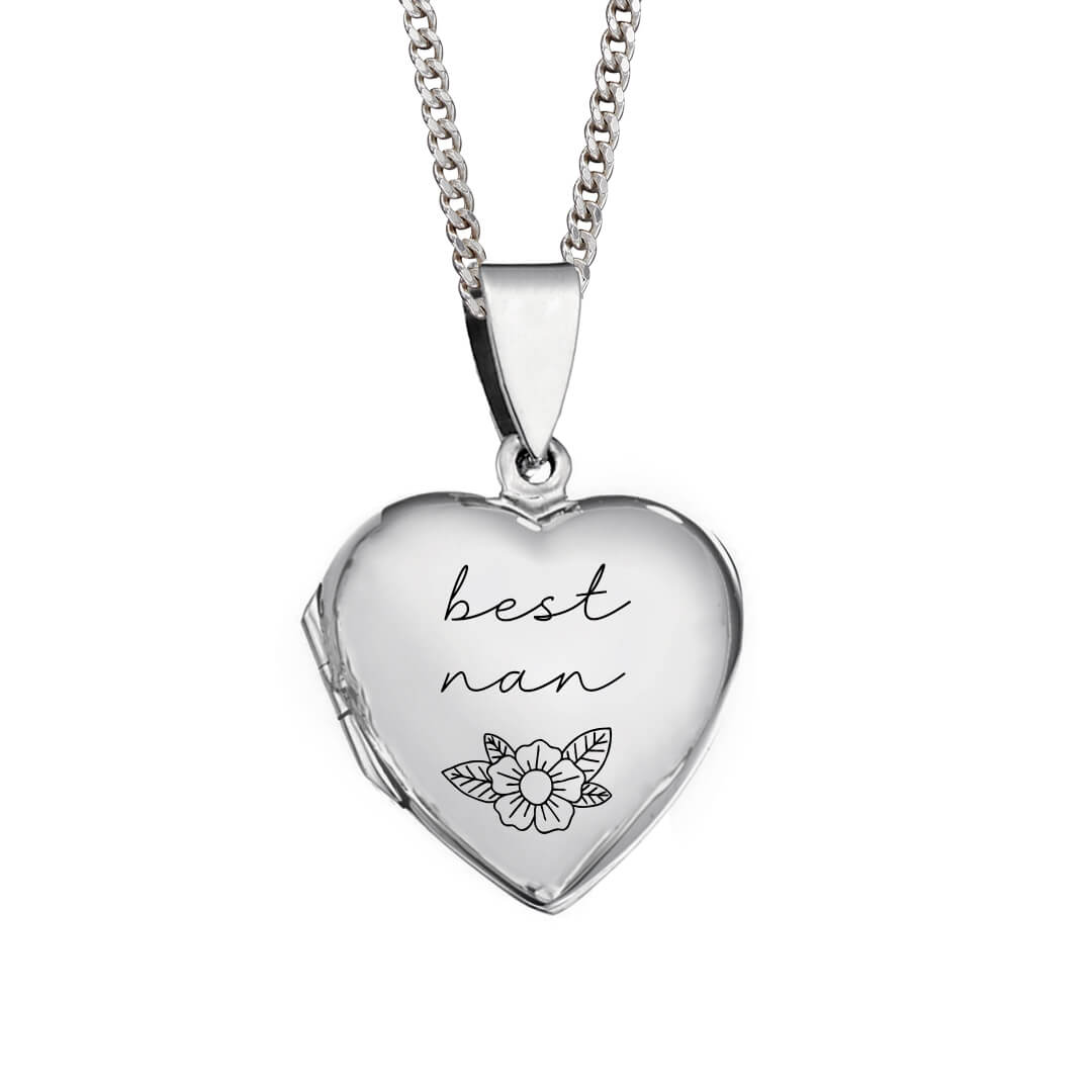Large Sterling Silver Heart Locket Pendant by Gecko Jewellery Retail