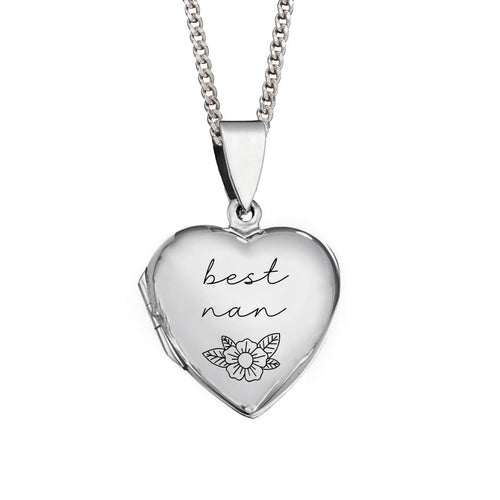 Large Sterling Silver Heart Locket Pendant by Gecko Jewellery Retail