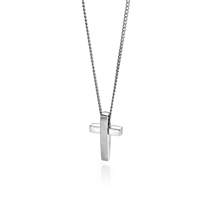 Gecko Jewellery Two Tone Stainless Steel Cross Pendant - Polished & Satin