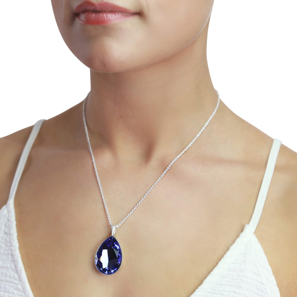 Gecko Jewellery Tanzanite Crystal Teardrop Pendant in Sterling Silver