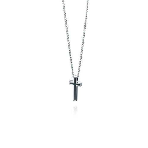 Gecko Jewellery Black IP Detail Cross Pendant in Stainless Steel