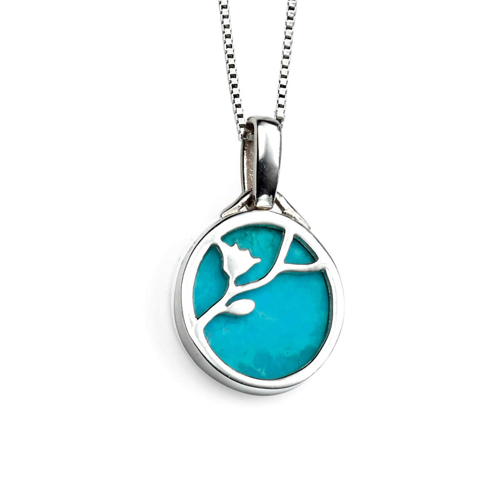 Gecko Jewellery Sterling Silver Flower Pendant with Turquoise Stone