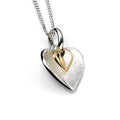 Gecko Jewellery Mixed Metal Double Heart Pendant in Sterling Silver
