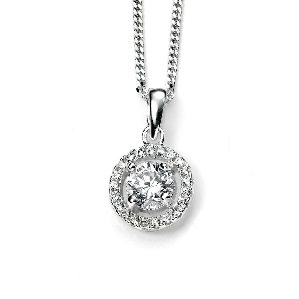 Gecko Jewellery Sterling Silver Pave Cluster Pendant with Cubic Zirconia