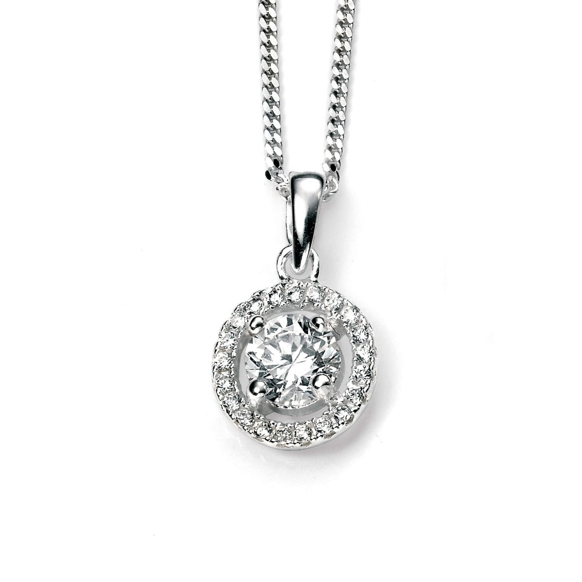 Gecko Jewellery Sterling Silver Pave Cluster Pendant with Cubic Zirconia