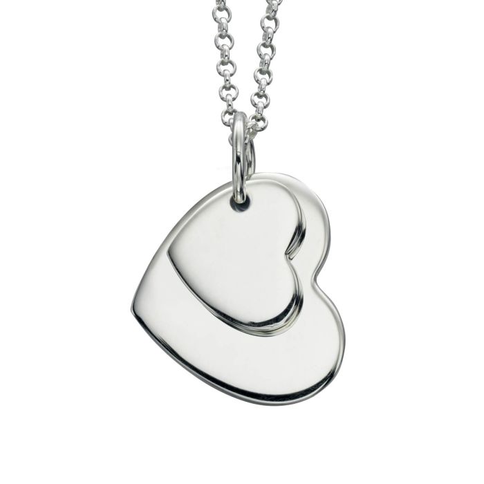 Gecko Jewellery Sterling Silver Double Heart Tag Pendant for Engraving