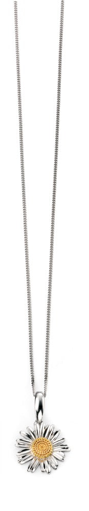 Gecko Jewellery Yellow Gold Plated Daisy Pendant – Rhodium Finish