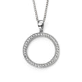 Gecko Jewellery Rhodium Plated Sterling Silver Cubic Zirconia Circle Pendant