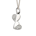 Gecko Jewellery Sterling Silver Double Heart Cubic Zirconia Pendant