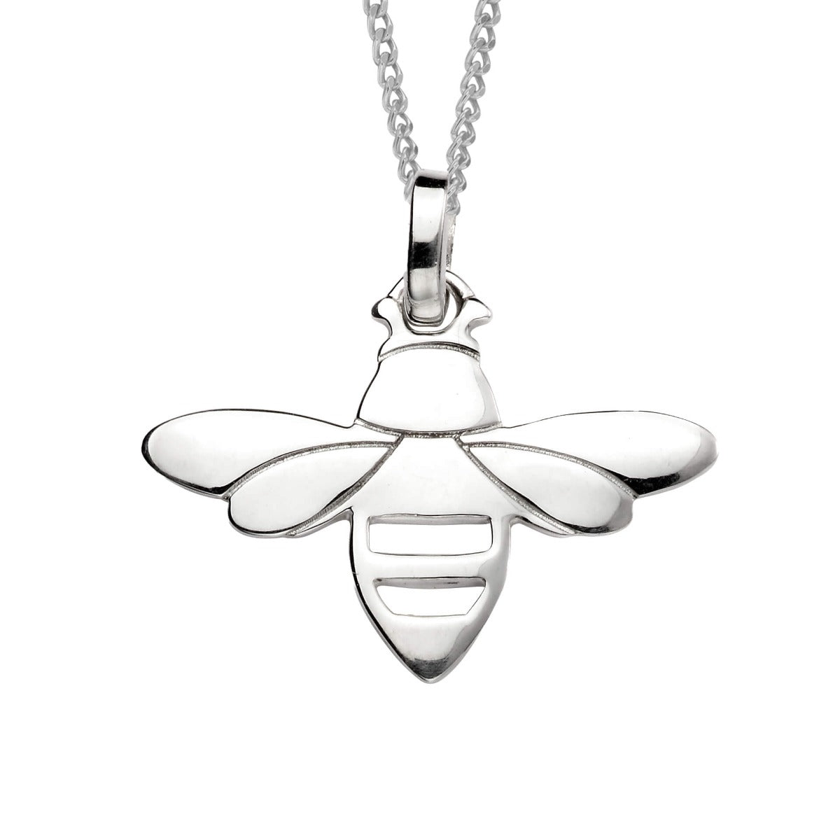 Gecko Jewellery Sterling Silver Bee Pendant – Polished Finish Necklace