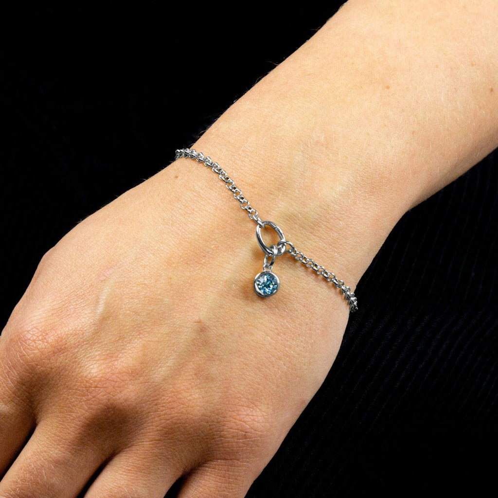 Crystal Birthstone Charm – Sterling Silver Pendant by Gecko Jewellery