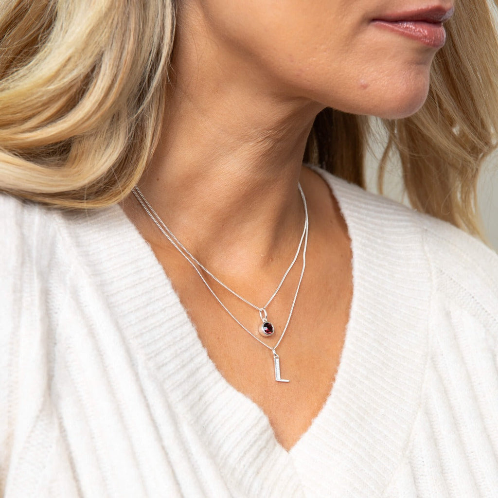 Crystal Birthstone Charm – Sterling Silver Pendant by Gecko Jewellery