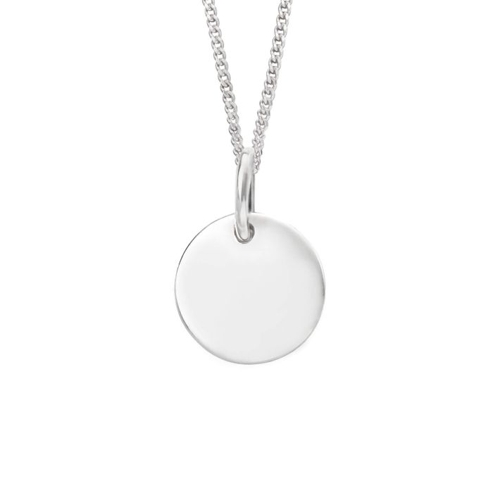 Gecko Jewellery 11mm Round Tag Pendant – Personalised Silver Disc
