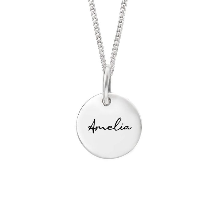 Gecko Jewellery 11mm Round Tag Pendant – Personalised Silver Disc