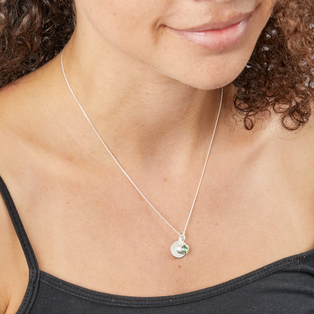 Crystal Birthstone Charm – Sterling Silver Pendant by Gecko Jewellery