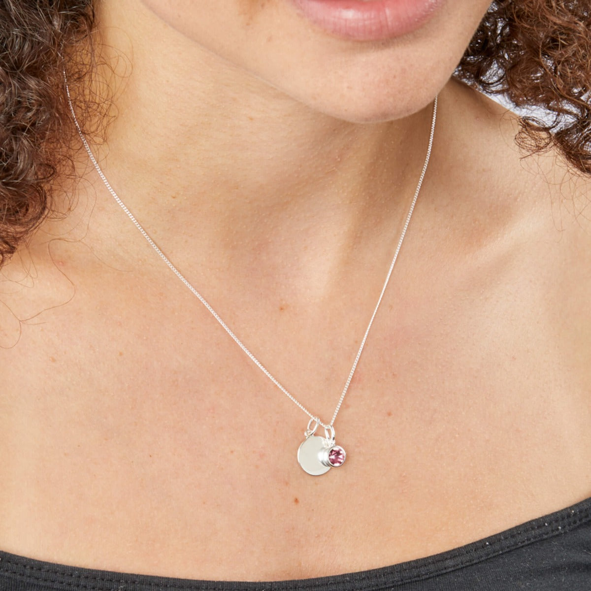 Crystal Birthstone Charm – Sterling Silver Pendant by Gecko Jewellery