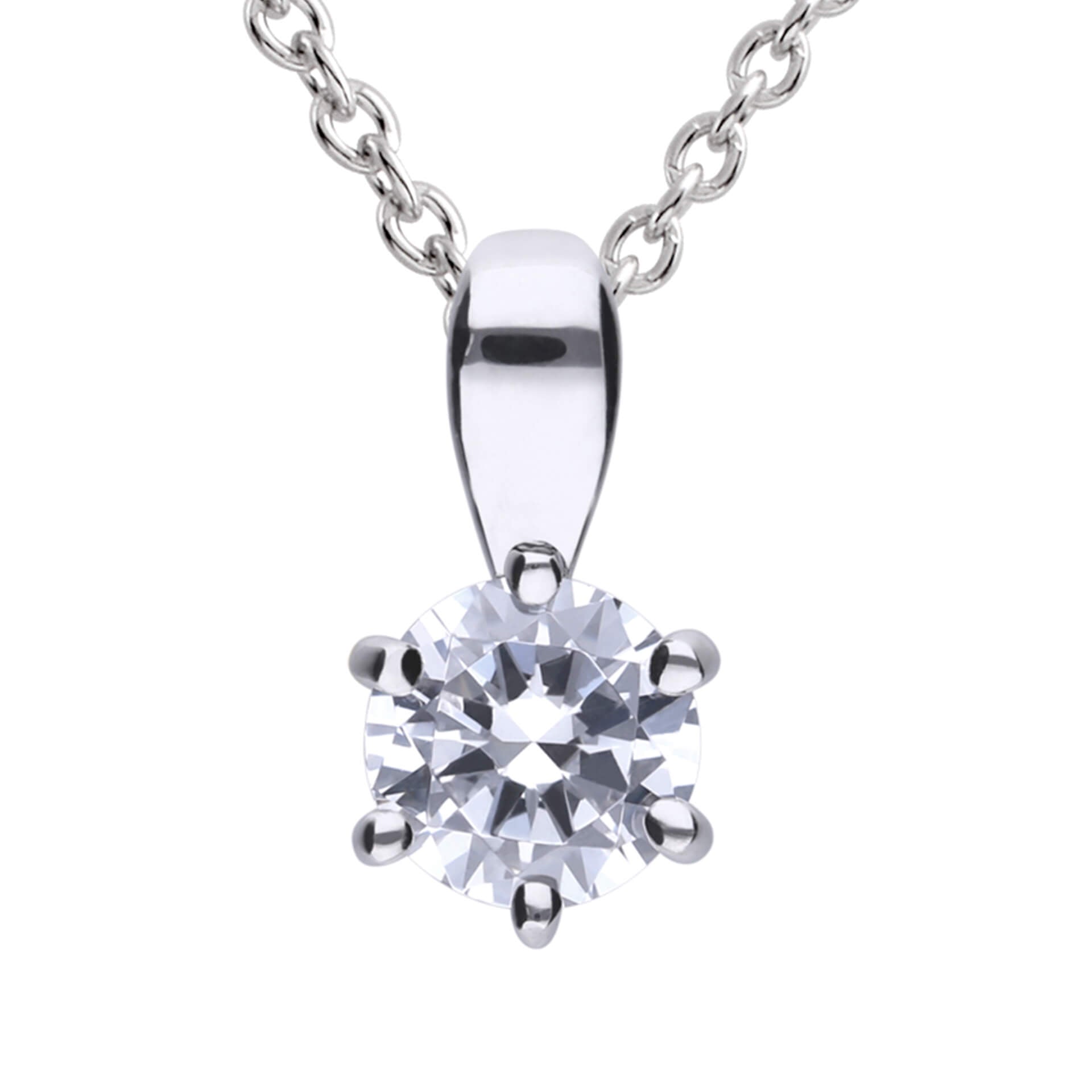 Diamonfire Six Claw Carat Pendant – Sterling Silver Zirconia Necklace