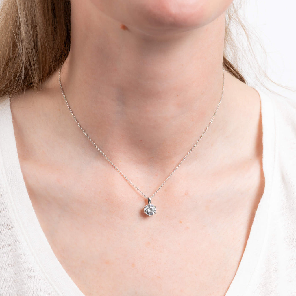 Diamonfire Six Claw Carat Pendant – Sterling Silver Zirconia Necklace