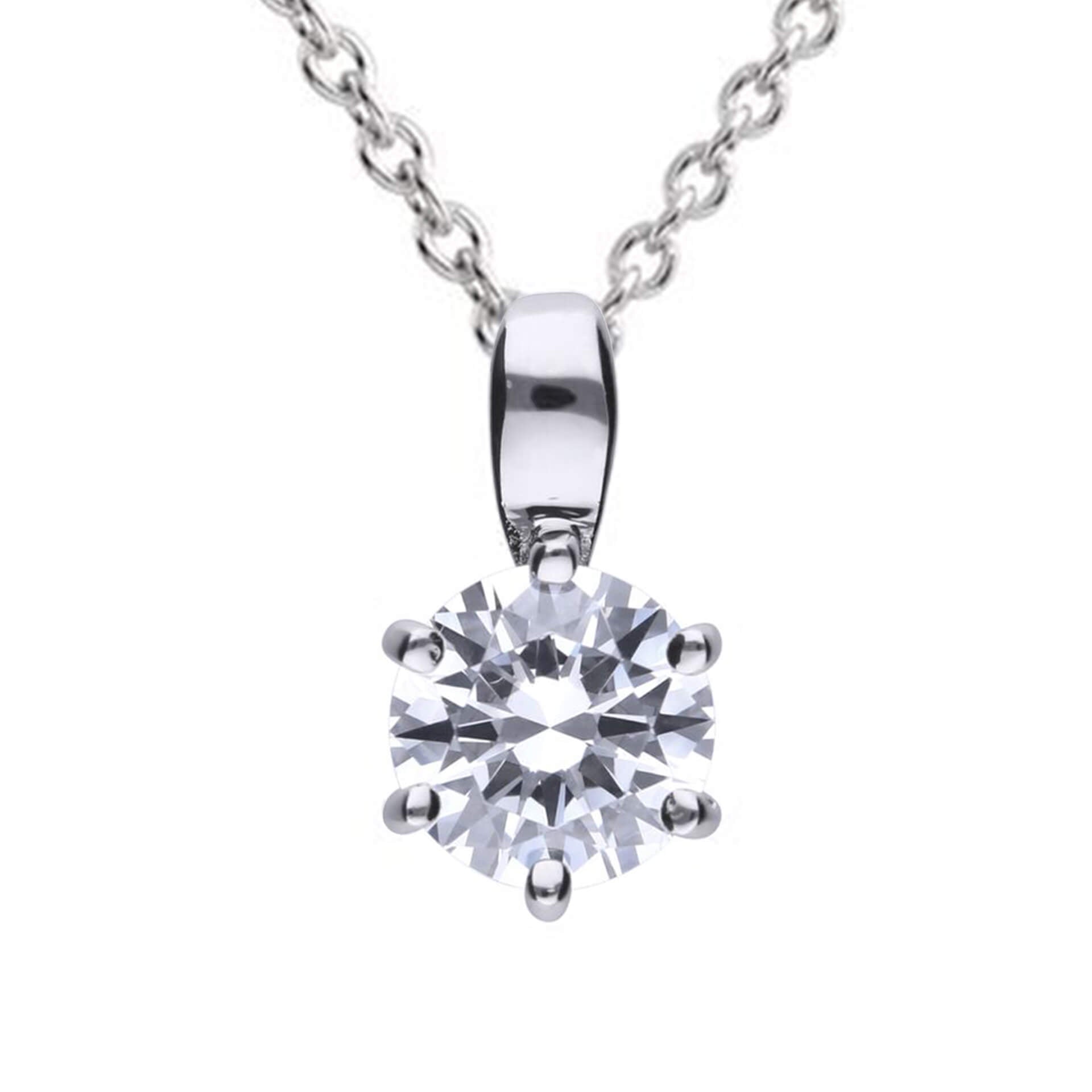 Diamonfire Six Claw Carat Pendant – Sterling Silver Zirconia Necklace