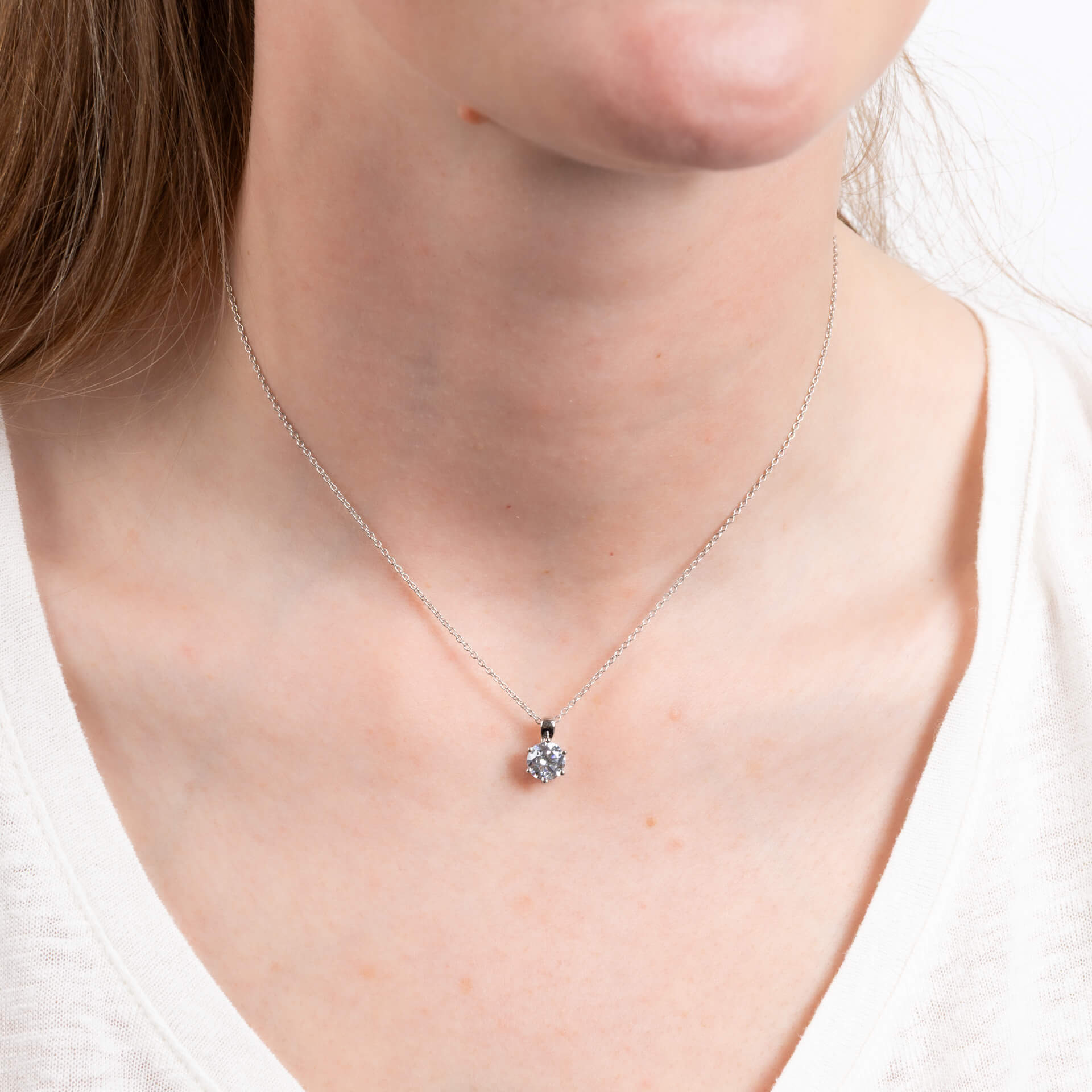 Diamonfire Six Claw Carat Pendant – Sterling Silver Zirconia Necklace