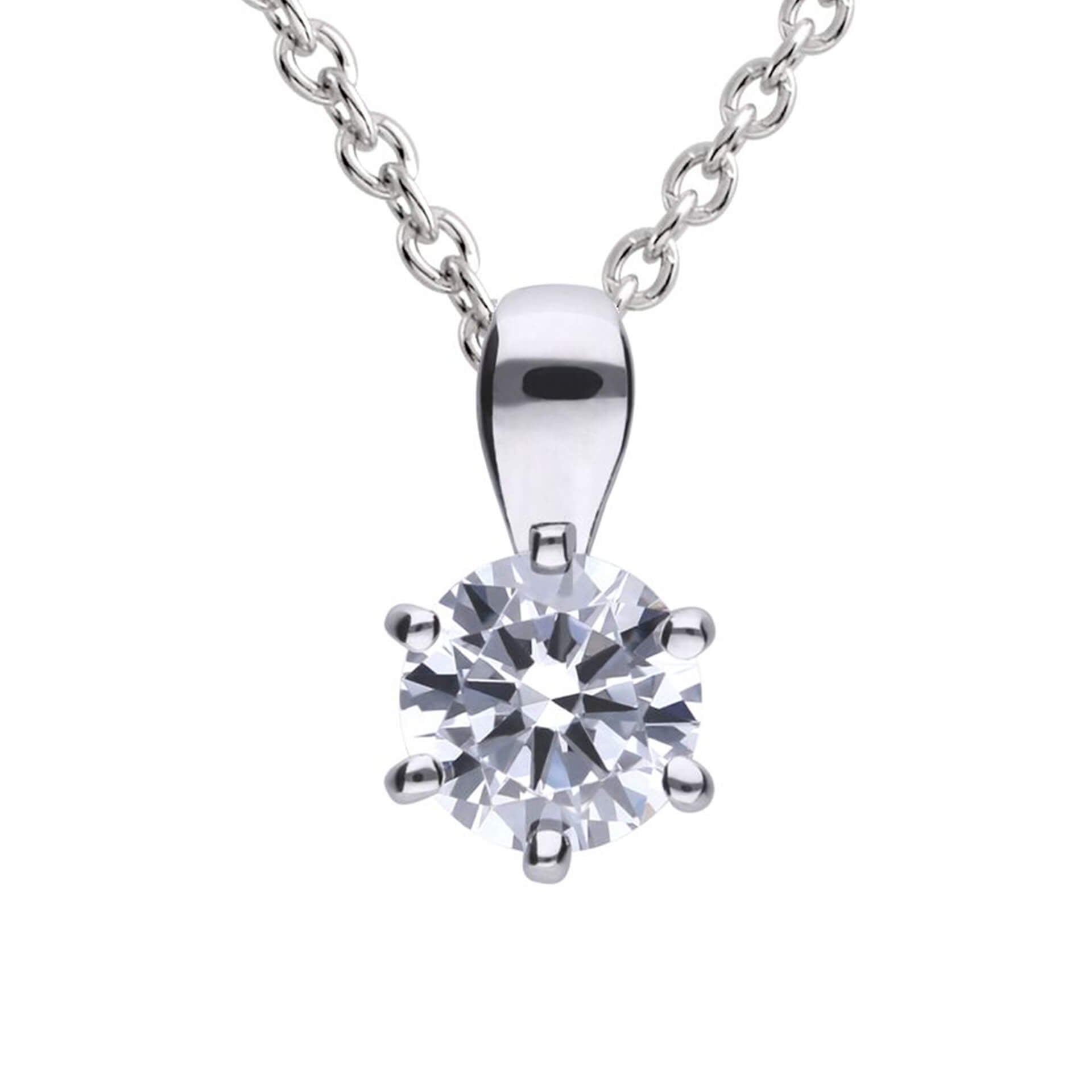 Diamonfire Six Claw Carat Pendant – Sterling Silver Zirconia Necklace