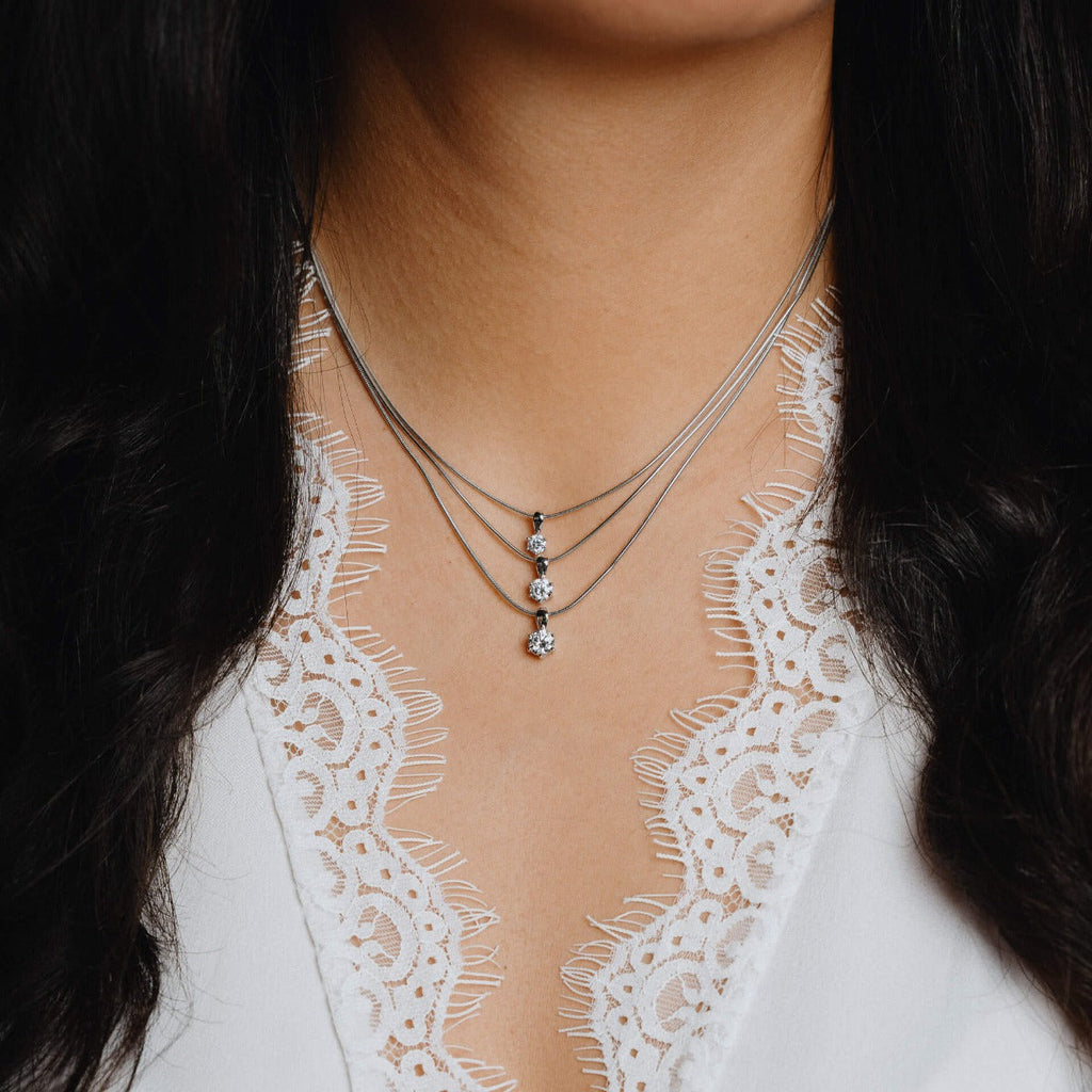Diamonfire Six Claw Carat Pendant – Sterling Silver Zirconia Necklace