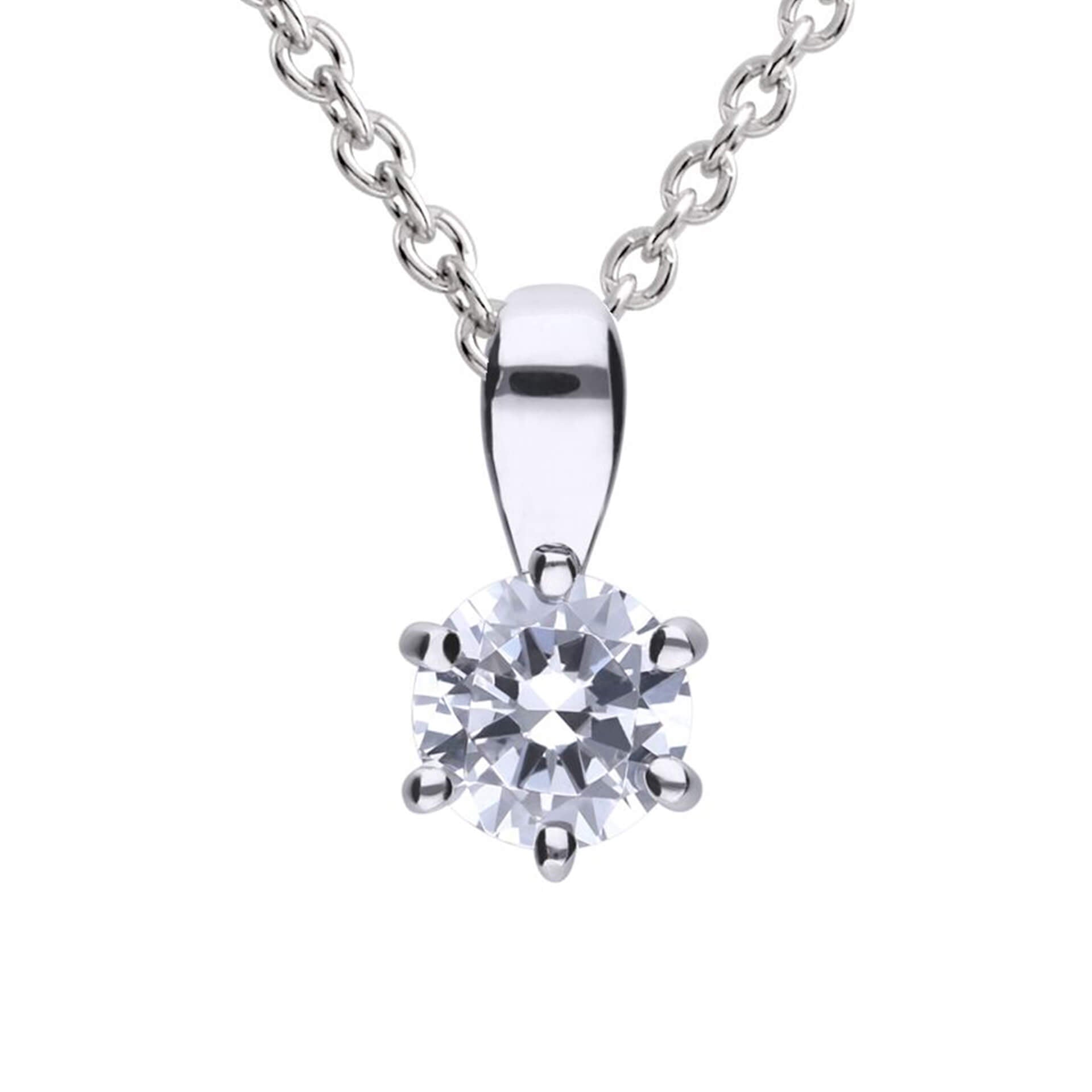 Diamonfire Six Claw Carat Pendant – Sterling Silver Zirconia Necklace