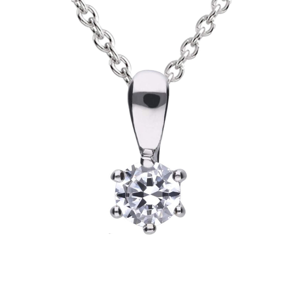 Diamonfire Six Claw Carat Pendant – Sterling Silver Zirconia Necklace