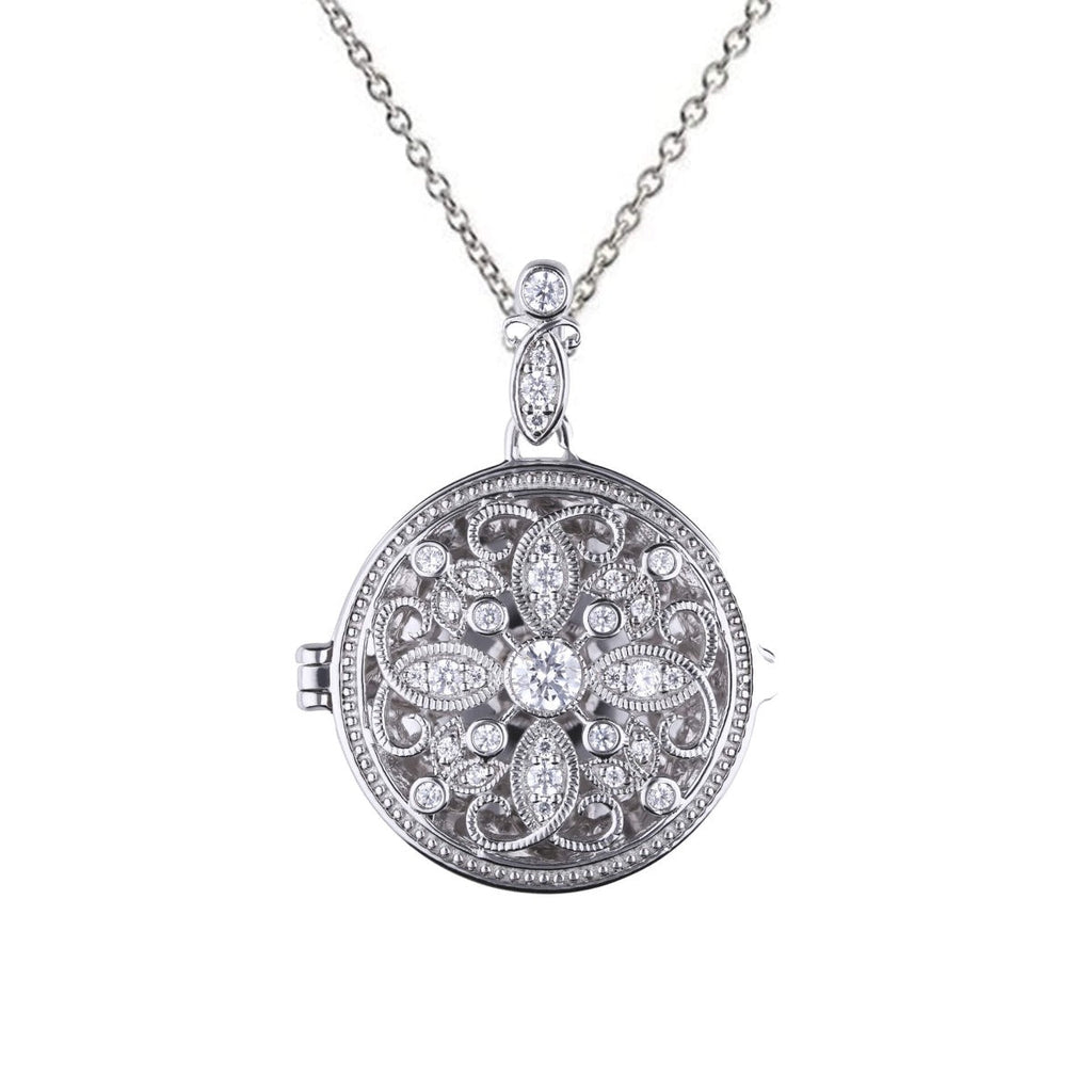 Gecko Jewellery Round Medallion Filigree Locket – Sterling Silver